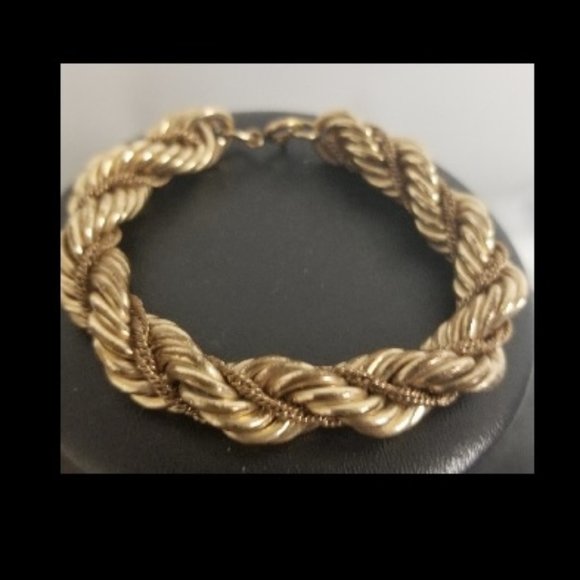 Winard Jewelry - Vintage Antique 50's 12K/14K Gold Thick Heavy Entwined Rope Bracelet Unisex